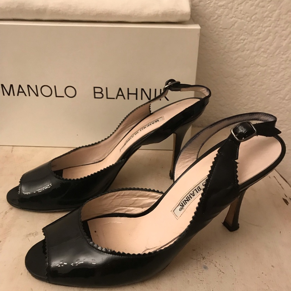 Manolo Blahnik Vernice Nero Black Patent Heels
